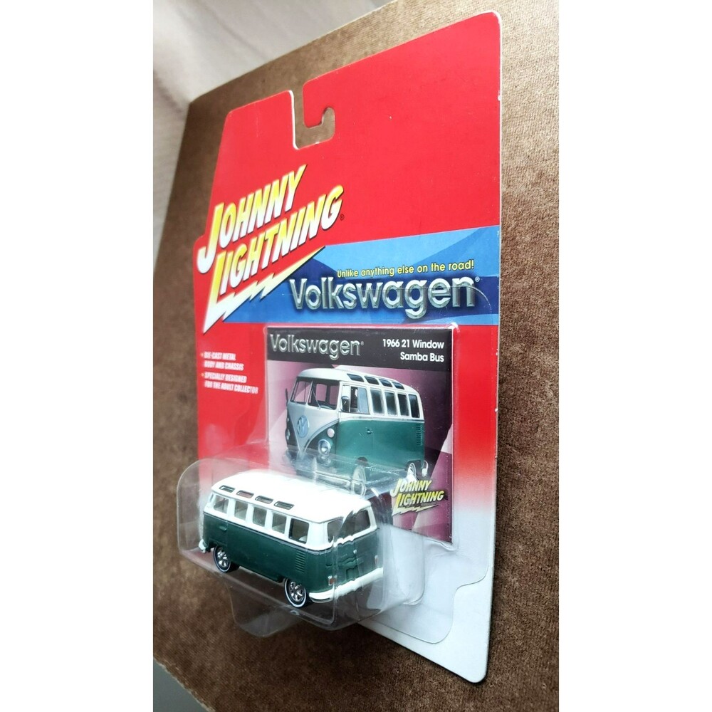 2002 Johnny Lightning VOLKSWAGEN VW 1966 21 WINDOW SAMBA BUS GREEN 1:64 5 Spoke - Picture 11 of 16